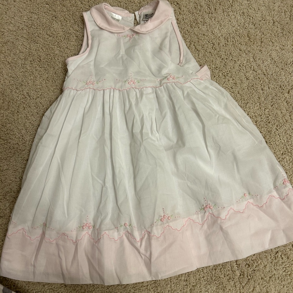 White and light pink embroidered dress